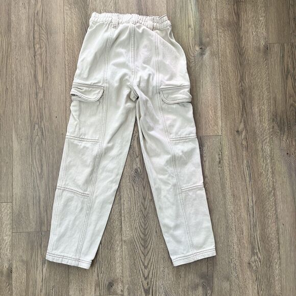 PacSun Pants Womens Small Beige Cargo Pants Pocket Elastic Snap Casual Ladies XS - Picture 2 of 8